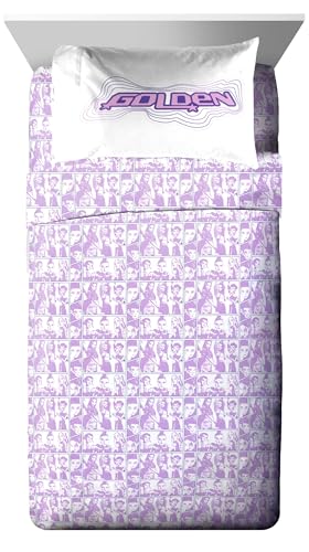 KPOP Demon Hunters Twin Comforter Set 5 Piece Kids Bedding Purple - Officially Licensed