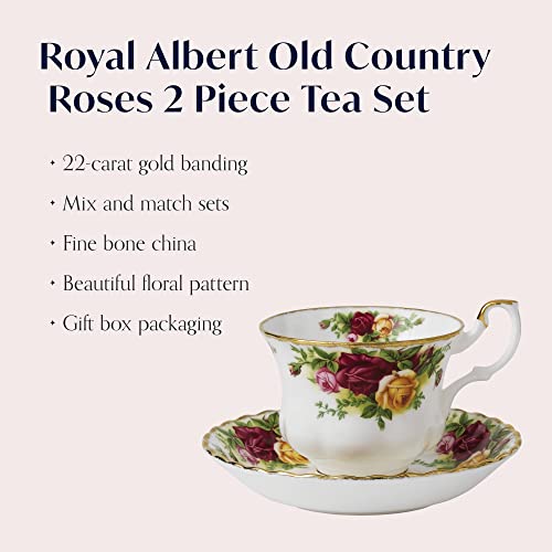 Royal Albert Old Country Roses Teacup & Saucer Set 6.5 oz - Elegant Fine Bone China