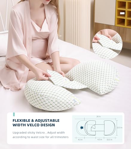 Pregnancy Pillow for Side Sleepers with Removable Cover - Green / Regular