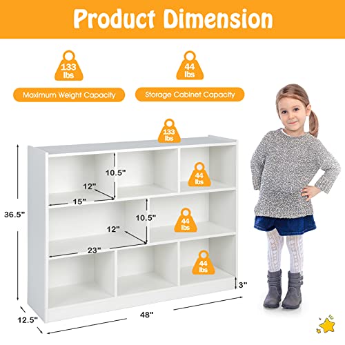 HONEY JOY Kids Storage Organizer White 8-Section Wooden Classroom Shelf