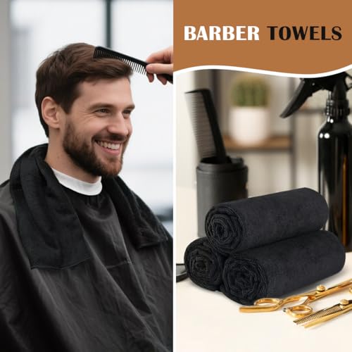 Orighty 48-Pack Salon Microfiber Towels 16x29 Inches Black for Hair & Spa Use