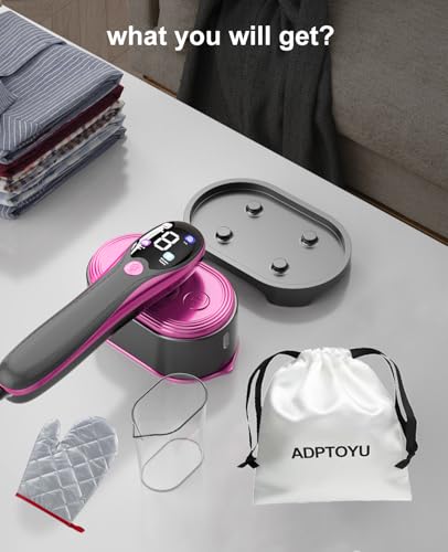 ADPTOYU 2-in-1 Portable Garment Steamer & Iron with LED Display, Fast Heat-Up, Large Ceramic Panel, Travel Clothes Iron, All-Fabric Wrinkle Remover