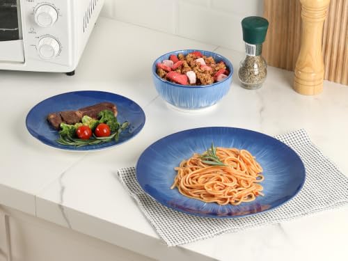 Ceramic Dinnerware Set for 4 - 12 Pieces Blue Service for Kitchen
