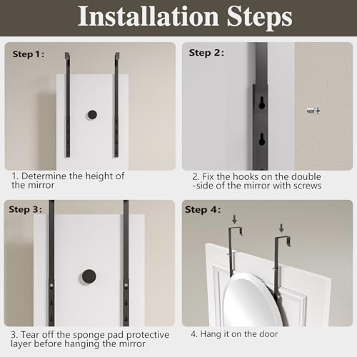 48x14 Inch Frameless Beveled Full Length Door Mirror - Over-the-Door Decor