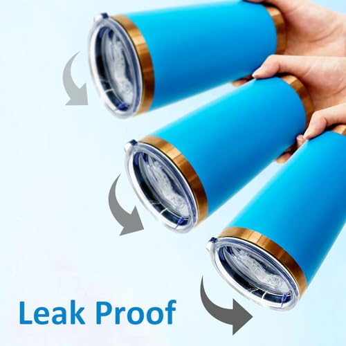 FunTrans 20 oz Blue Insulated Stainless Steel Tumbler with Lid - Durable & Customizable