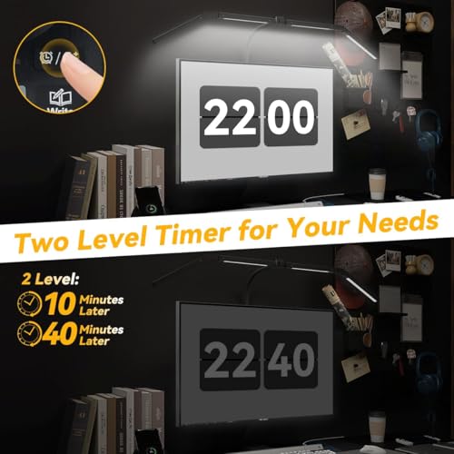 Black Adjustable LED Desk Lamp with Clamp & Remote, 4-Head Wide Light