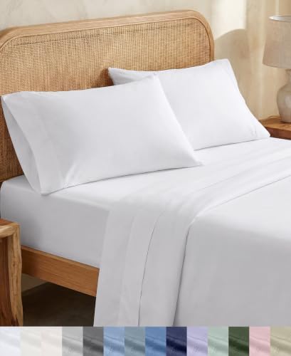 California Design Den 100% Organic Cotton King Size Sheets Set, White