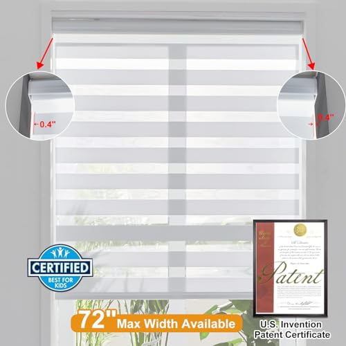 Persilux 34.5 x 64 Inch White Zebra Dual Layer Cordless Window Shades - Day & Night