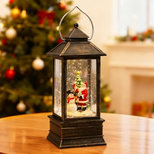 Impress Life Christmas Snow Globe Lantern with Light & Music, Santa