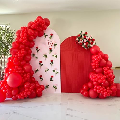 Red Balloons Garland Arch kit, 114pcs Red Latex Balloon with Different Sizes for Birthday, Graduation, Valentines, Christmas, Wedding Party Decorations
