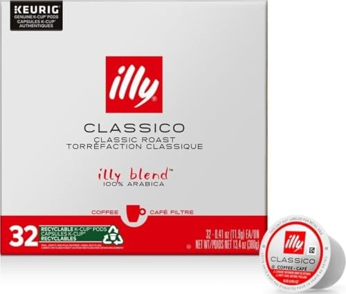 illy Coffee K Cup Pods, Classico Medium Roast, 32 Count, 1 Pack