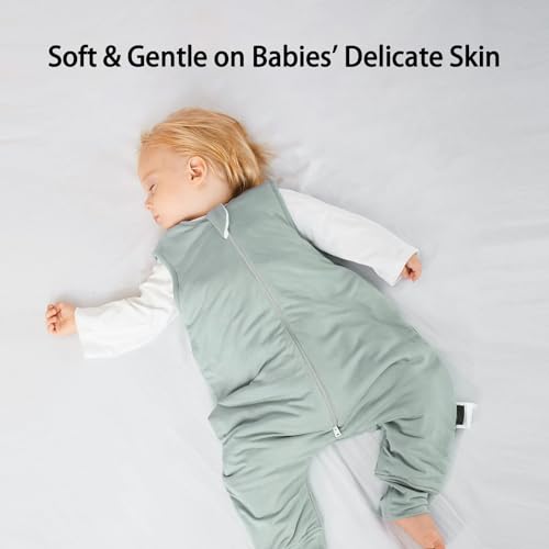 BubblePanda Toddler Sleep Sack with Feet M(1-2T) Sage - Bamboo Rayon, 1.0 Tog