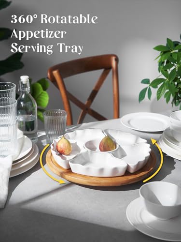12-Inch Rotatable Serving Tray with Divided Platters for Party & Kitchen