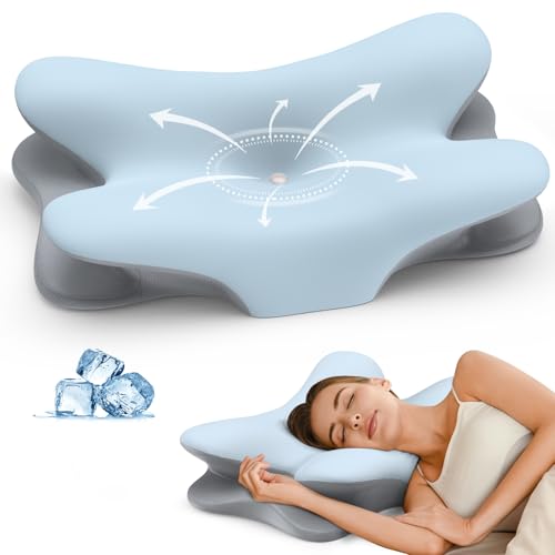 Besyodo Blue Cervical Neck Pillow for Pain Relief - Ergonomic Memory Foam Support