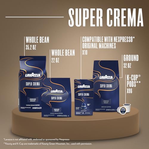 Lavazza Super Crema Whole Bean Coffee Pack of 3 - Medium Espresso Roast 35.2 oz Each