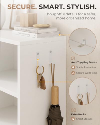 White Shoe Cabinet for Entryway with 3 Flip Drawers & Adjustable Side Shelf