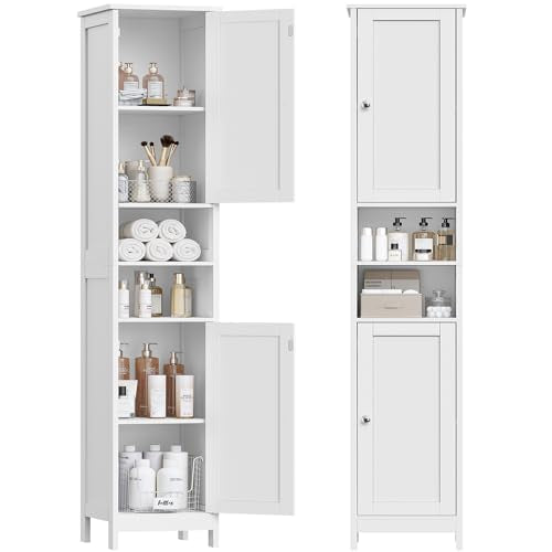 TEENFON 67" Tall Bathroom Cabinet with Adjustable Shelves and Doors,