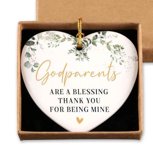 Best Gifts for Godparents Thank You for Being Mine Godparents Gifts Ideas Godparent Gift from Godchild Birthday Gift for Godparent Christmas Tree Decoration Ceramic Heart Ornament