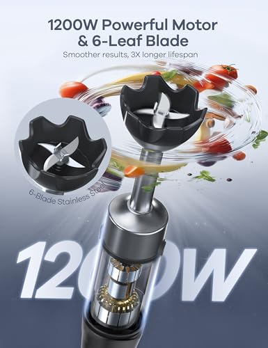 Ganiza 1200W Handheld Immersion Blender - 9-in-1 Black Kitchen Mixer