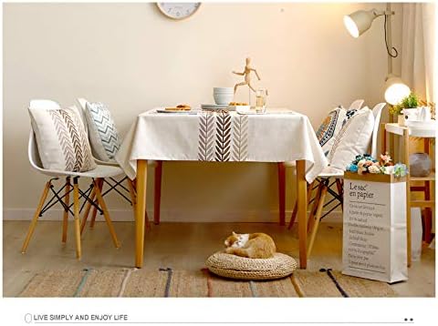 Heavyweight Cotton Linen Wheat Ear Tablecloth - Waterproof & Dust-Proof for Kitchen Dining (53 x 53 Inch, Rectangle/Oblong)