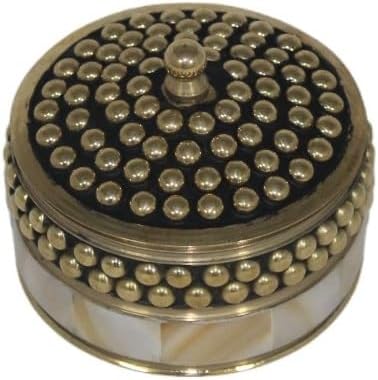 Decorative Jewelry Trinket Box Unique Gift For Home Décor Antique Metal Case with Mother of Pearl Sindoor Box/Coin Box (All Set Black)