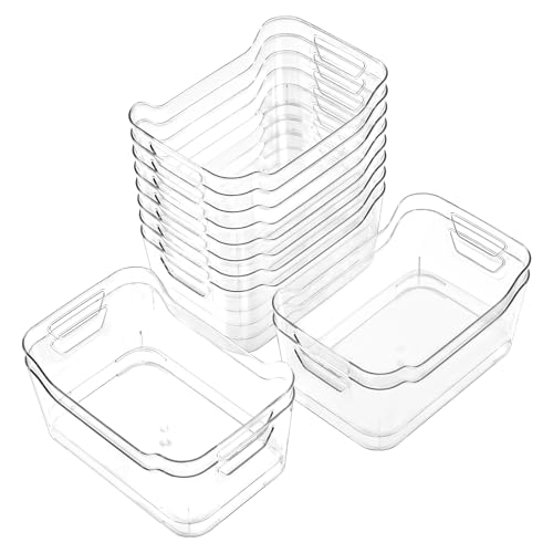 AntStep Medium Clear Plastic Storage Bins - Pantry & Home Organizer Set