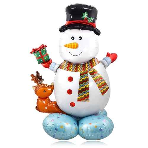 Christmas Balloons for Party Decorations, 1Pcs 48 Inch Giant Snowman Balloon, Self Standing Foil Balloons for Christmas Party Birthday Party Supplies Festive Holiday Celebrations