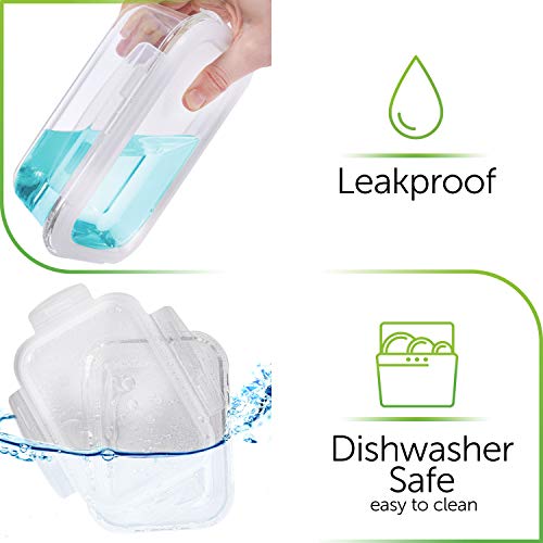 PrepNaturals 8 Pack 36oz Glass Meal Prep Containers with Airtight Lids - 1 Compartment