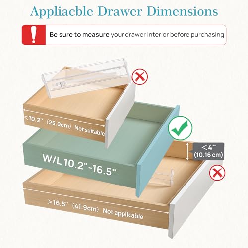 Vtopmart 18 Pack Adjustable Clear Drawer Dividers - 4" High, 10.2-16.5" Length