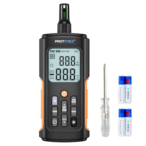 Protmex Digital Temperature and Humidity Meter with Wet Bulb & Dew Point