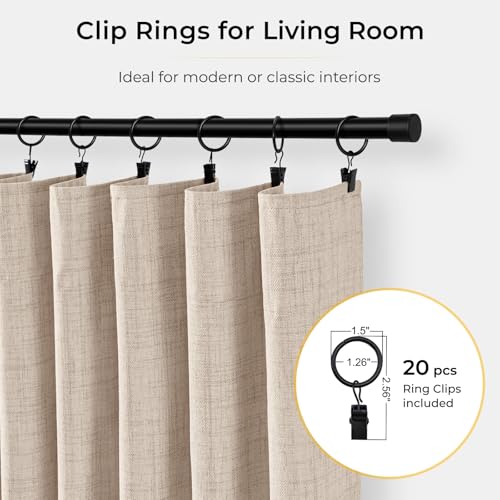 Blackout Linen Look Curtains 50W x 96L - Oatmeal Set of 2, Room Darkening