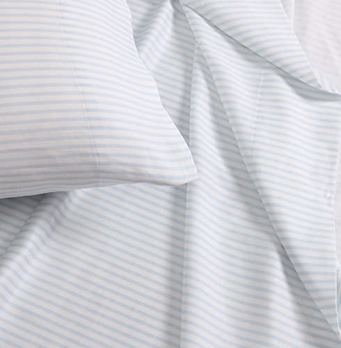 Queen Cotton Sateen Sheet Set with Fitted Deep Pocket & Pillowcases - Ramona Blue