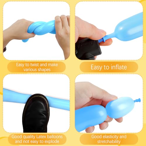 260 110PCS Light Blue Long Balloons for Tying Balloon Arch Animal Balloons Christmas Gifts Shiny Thick Latex Twisting Balloon for Modeling Magic Birthday Decorations Party Supply Baby Shower Wedding