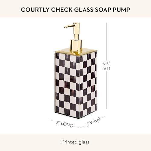 Glass Soap Pump - Black and White Courtly Check Dispenser
