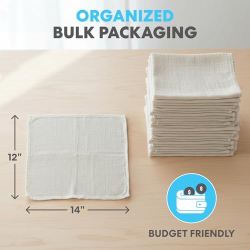Simpli-Magic Cotton Shop Towels 14"x12" (145 Pack) – Reusable