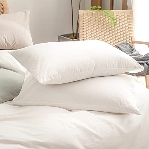 BESTOUCH Oversized King Cotton Duvet Cover Set Off White Linen Feel 120"x98"