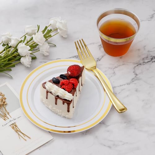Gold Plastic Dinnerware Set for 100 Guests - 600 Pcs Party Plates & Utensils