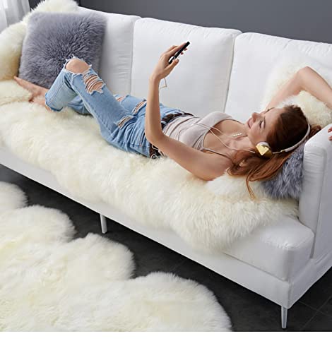 Large Sheepskin Rug - 2'6 x 3'7 Ivory White Thick Wool Area Rug, Australian Pelts