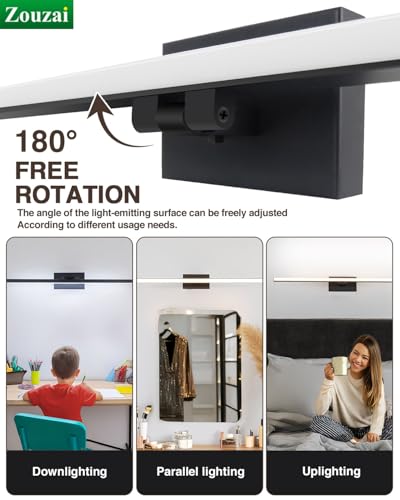 Zouzai 32 Inch Black Bathroom Vanity Light 2nd Gen with 5 Color Temp Options