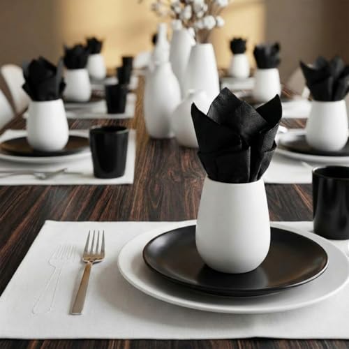 Black Cocktail Napkins 1000 Pack - 2-Ply Square Disposable Bamboo Party Napkins