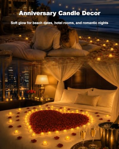 Homemory 100-Pack Flameless Tea Lights Candles Warm White Ivory - Battery Operated, 200+ Hours