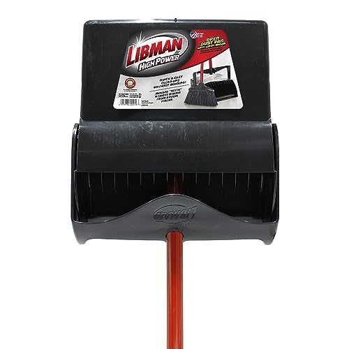 Lobby Dustpan and Broom Set - 41 Inch Length, Black & Red, Pack of 2