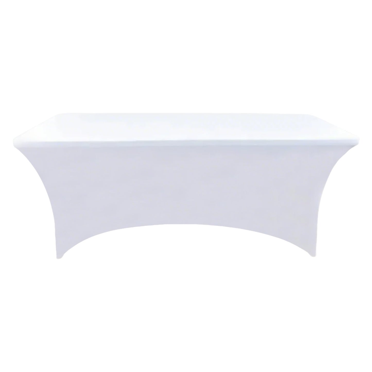 ZarzaaSik 10-Pack 6ft White Spandex Table Covers for Rectangle Standard Folding Tables - Wrinkle Resistant Stretch Tablecloths - Ultimate Fitted Table Protector for Parties, Banquet, Wedding