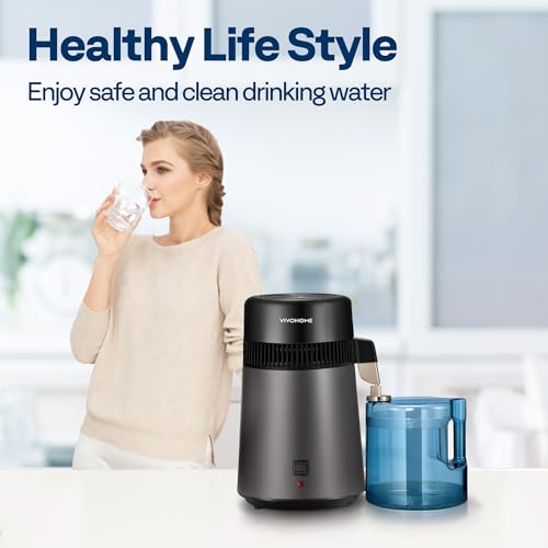 Water Distiller 4L Capacity - Countertop Water Purification Machine - Black 1.1 Gallon