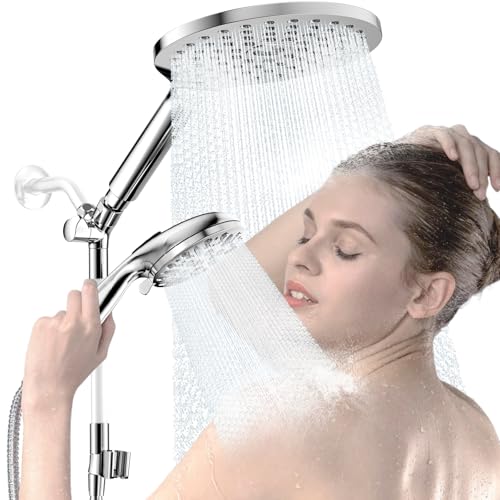 KAIYING Chrome High Pressure Dual Shower Head with Handheld Spray Combo