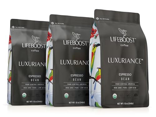 Lifeboost Organic Espresso Low Acid Coffee Beans, 12oz, Pack of 3