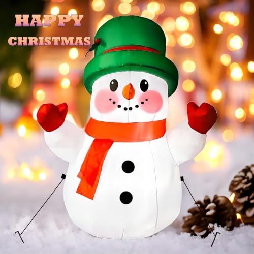 4ft Inflatable Christmas Snowman Outdoor Decoration with LED Light | Yard & Garden Holiday Decor