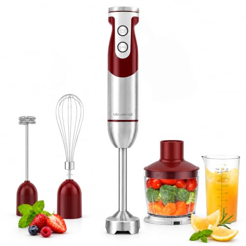 Red 5-in-1 Immersion Hand Blender Set - 400W Variable Speed Kitchen Stick