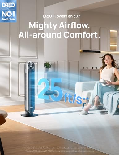 DREO 36-inch Bladeless Tower Fan with 4 Speeds & 4 Modes - Quiet Oscillating Fan