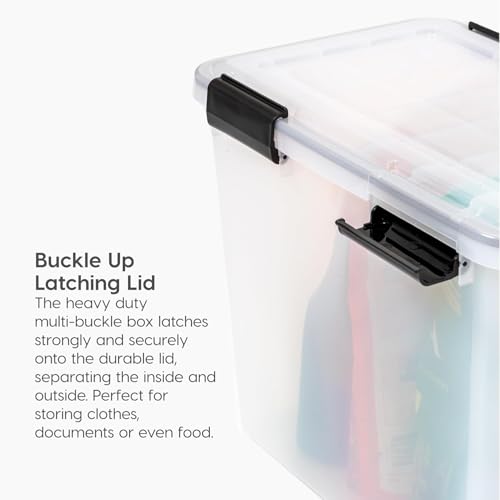 19 Qt Storage Bins with Gasket Lids - 6 Pack Clear/Black, Airtight Weatherproof Containers